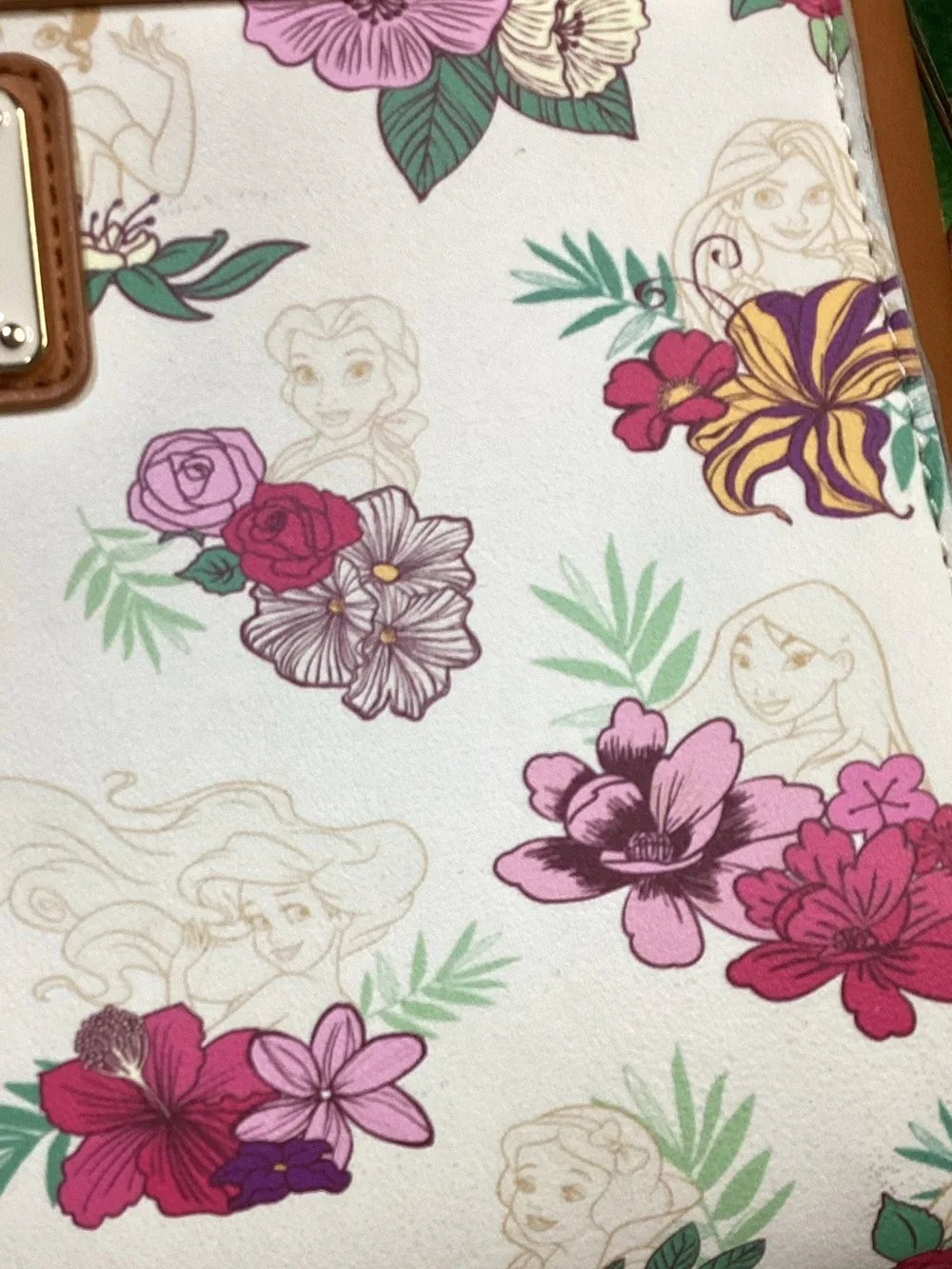 Loungefly Disney Princess Floral Crossbody Purse Tan Satchel Bag
